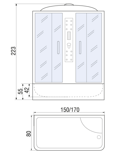 Душевой бокс River WISLA 10000001406 150х80 стекло матовое профиль хром - фото 2