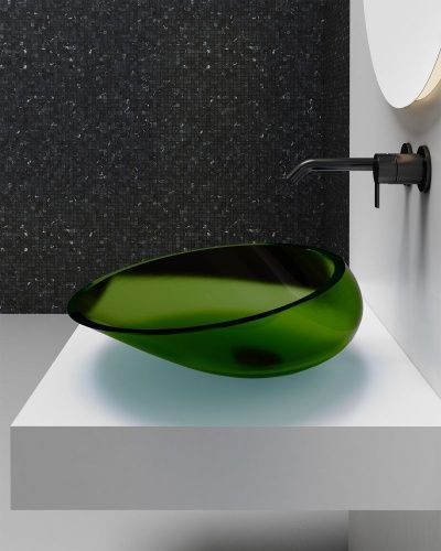 Раковина из полиэфирной смолы Abber KRISTALL AT2812Emerald 50х40 накладная цвет зеленый без отверстий под смеситель - фото 5