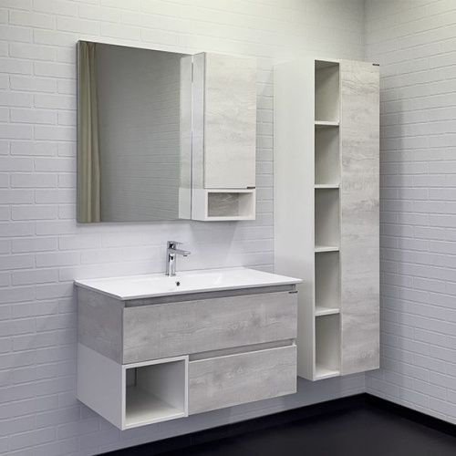 Тумба с раковиной Comforty Турин 00-00014644CF 90х50 подвесная цвет серый - фото 5