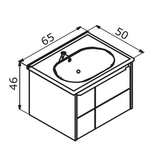 Тумба с раковиной Orka Likya 5002493 70х50 подвесная цвет черный - фото 4