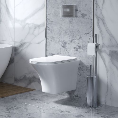 Унитаз подвесной Grossman Galaxy GR-4476S белый с сиденьем микролифт безободковый каскадный смыв - фото 5