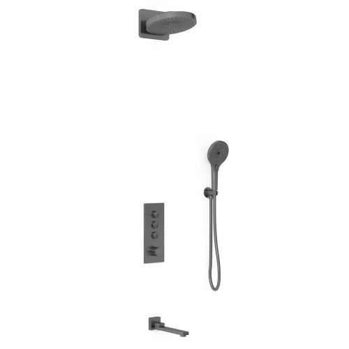 Душевая система Vincea VSFW-433TI1GM встраиваемая в стену цвет вороненая сталь с термостатом - фото 2