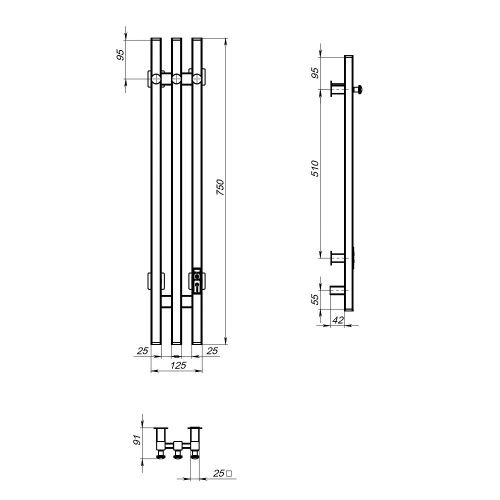 Полотенцесушитель электрический Тругор Вектор Пэк сп ПэкВеккв3_75х12,5графВГП 15х75 серый - фото 2