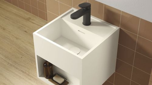 Раковина из искусственного камня Zenon Titan 4000.000.000.000.39678 30х30 подвесная цвет белый - фото 3