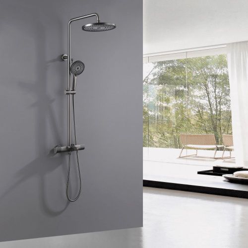 Душевая стойка Abber AF8516NGL настенная цвет серый с термостатом - фото 2