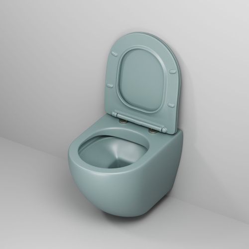 Унитаз подвесной Grossman Color GR-4455MNMS мятный с сиденьем безободковый каскадный смыв - фото 4