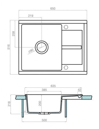 Кухонная мойка Aquaton Делия 65 1A718632DE270 65х50 цвет коричневый