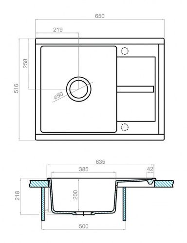 Кухонная мойка Aquaton Делия 65 1A718632DE280 65х50 цвет коричневый поверхность матовая - фото 3