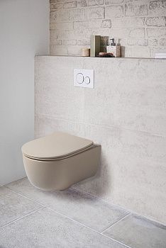 Унитаз подвесной Vincea Evo VT1-34SMC коричневый с сиденьем микролифт безободковый душевой смыв