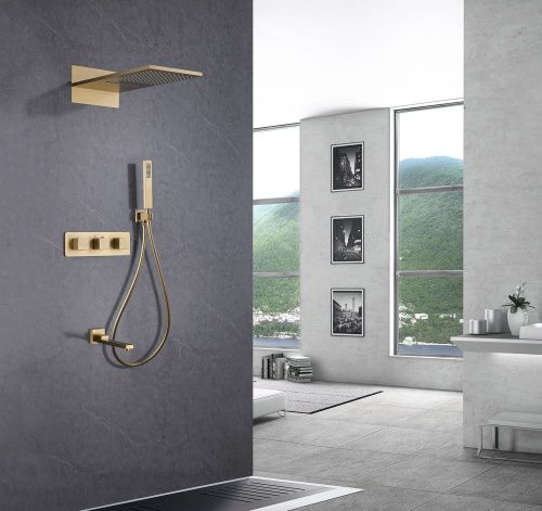 Душевая система Abber AF8253G встраиваемая в стену цвет золото с термостатом - фото 2