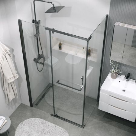 Душевой уголок Grossman Pragma 120.K33.03.1290.42.00 120х90 стекло прозрачное профиль графит без поддона