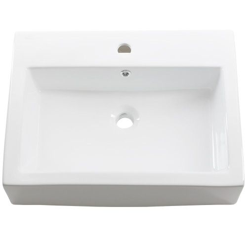 Раковина из сантехнического фарфора Melana A121-803 60х50 накладная цвет белый 1 отверстие под смеситель - фото 5