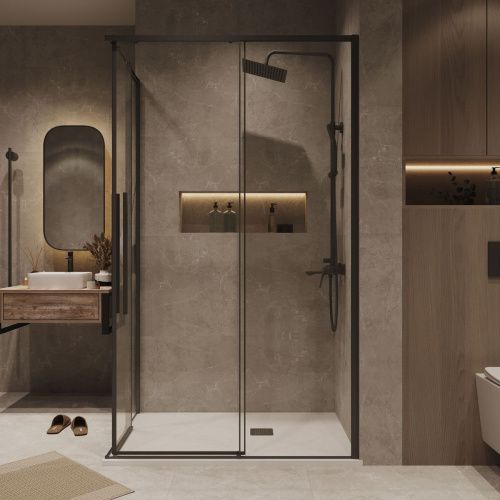 Душевой уголок Grossman Galaxy 300.K33.01.1110.42.00 110х100 стекло прозрачное профиль графит без поддона - фото 5