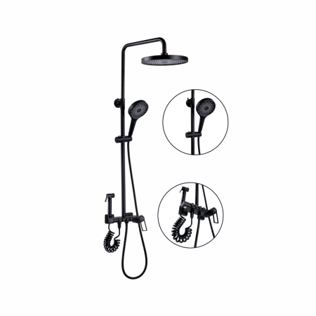 Душевая стойка Fashun A2483-7 настенная цвет черный