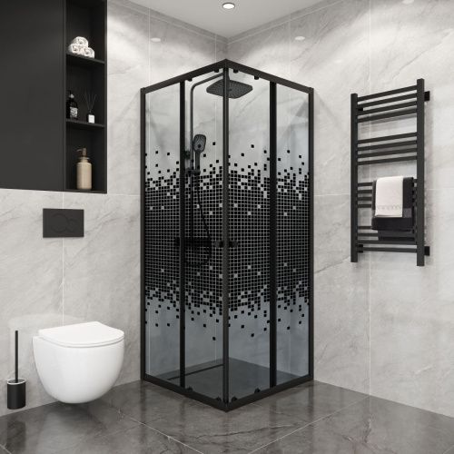 Душевой уголок Niagara Eco NG-1010-14QBLACK 100х100 стекло с рисунком профиль черный без поддона - фото 3