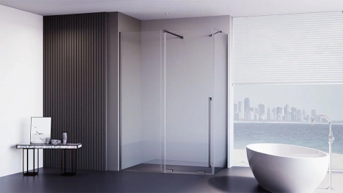 Душевой уголок Veconi Premium Trento PTC50-SP-15090-GR-01-C4 150х90 стекло прозрачное профиль графит без поддона