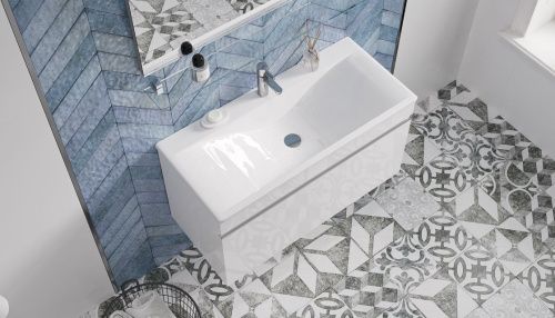 Раковина из искусственного камня Velvex PULSUS rkPUL.100-81 100х50 накладная цвет белый 1 отверстие под смеситель - фото 2