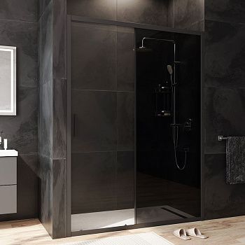 Душевая дверь Am.Pm Gem W90G-140-1-195BG 140х195 стекло прозрачное профиль черный