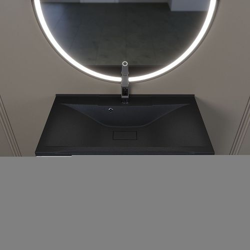 Раковина из искусственного камня Uperwood Elen Quartz 297000019 80х50 полувстраиваемая цвет черный - фото 4