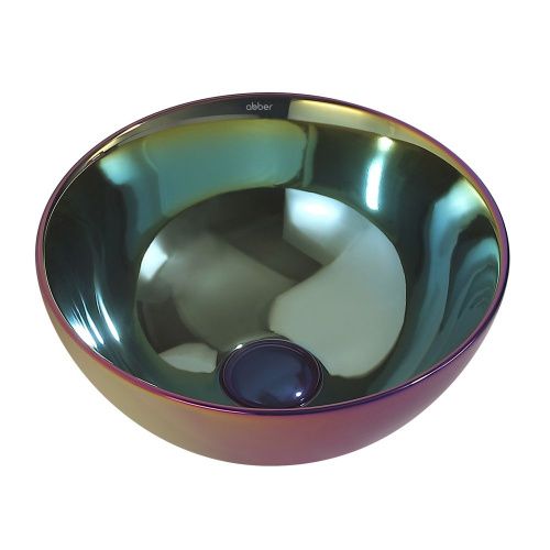 Раковина из сантехнического фаянса Abber BEQUEM AC2106Regen 30х30 накладная цвет хамелеон без отверстий под смеситель - фото 2