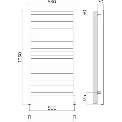 Полотенцесушитель электрический Terminus 4670078544490 55х105 хром - фото 3