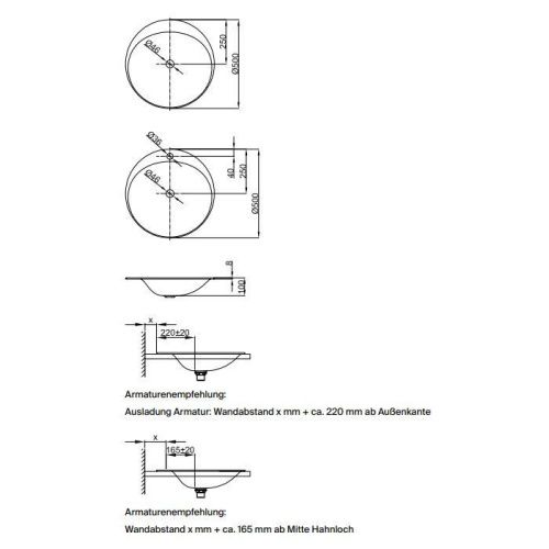 Раковина из нержавеющей стали Bette Lux Oval Couture A220-000 HLW1 50 см встраиваемая цвет белый 1 отверстие под смеситель - фото 2