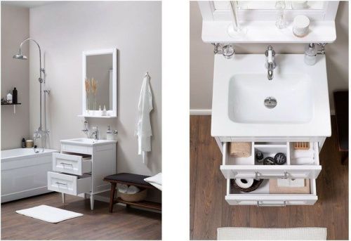 Раковина из искусственного камня Aquanet Бостон НФ-00017870 60х50 полувстраиваемая цвет белый 1 отверстие под смеситель - фото 4