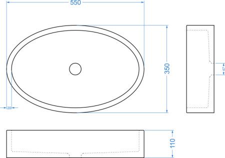 Раковина из искусственного камня Uperwood Rome 291020323 60х40 накладная цвет черный