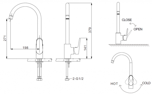 Смеситель для кухни Bravat Pure F7105161C на столешницу хром - фото 2