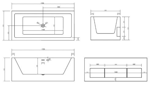Ванна акриловая Abber AB9339-1.7 170х80 отдельностоящая прямоугольная с каркасом - фото 4