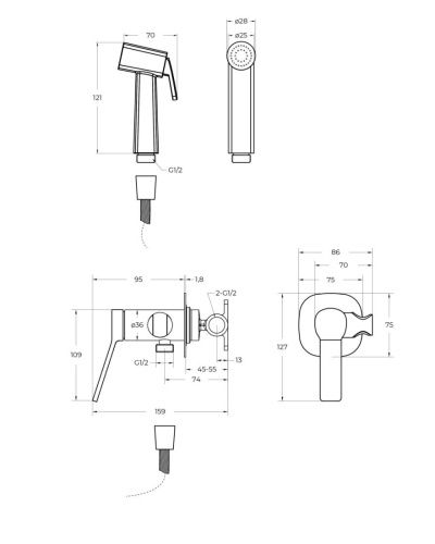 Гигиенический душ со смесителем BelBagno ALBANO ALBANO-HGN-CRM хром - фото 3