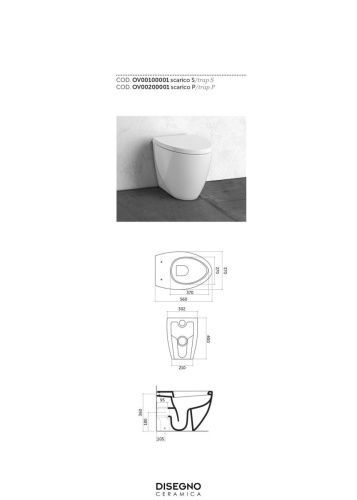 Чаша унитаза приставная Disegno Ceramica Ovo OV00200001 цвет белый глянцевый без сиденья - фото 2