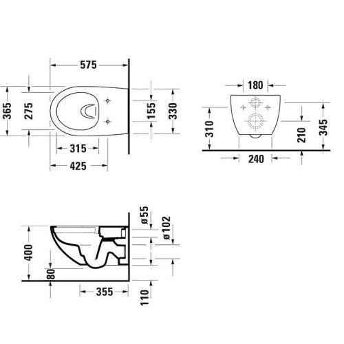 Унитаз подвесной Duravit Architec 45726900A1 (257209+006969) белый с сиденьем микролифт безободковый - фото 2