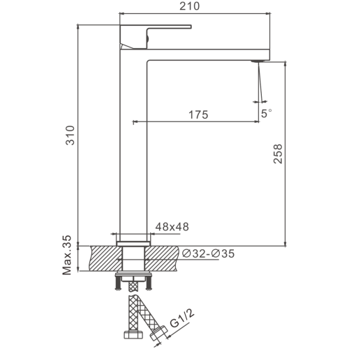 Смеситель BELZ B11613 на раковину хром - фото 2