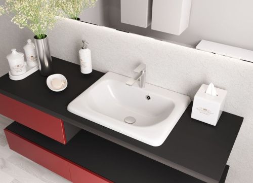 Раковина из искусственного камня Эстет Оливия ФР-00014958 60х50 накладная цвет белый 1 отверстие под смеситель - фото 4