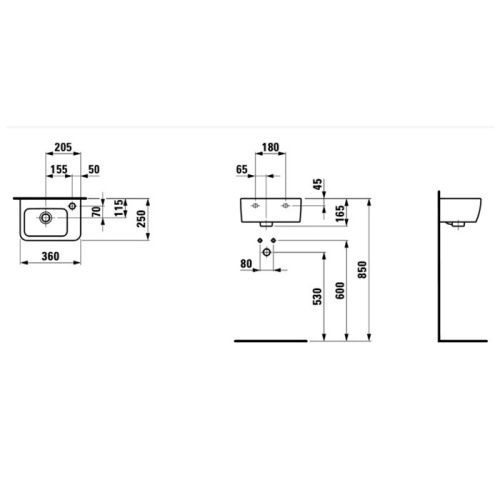 Раковина керамическая Laufen Pro 8.1695.5.000.106.1 40х30 подвесная цвет белый 1 отверстие под смеситель - фото 2
