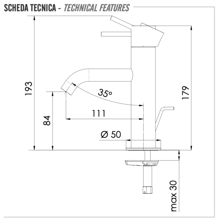 Смеситель Remer X Style X10XV на раковину нержавеющая сталь