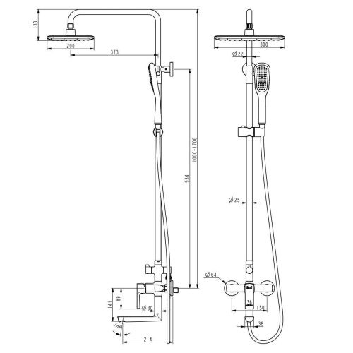 Душевая стойка LeMark Ursus LM7262BL настенная цвет черный - фото 2