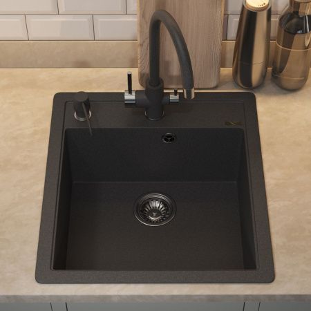 Кухонная мойка Uperwood Quartz Premium UPD-07 3910202127 45х50 цвет черный поверхность матовая