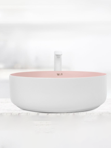 Раковина из сантехнического фаянса WeltWasser WW SK 10000004520 40 см накладная цвет белый/розовый - фото 3