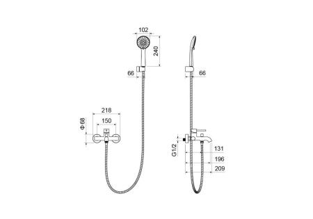 Смеситель для ванны Aquatek Европа AQ1349BG настенный золото
