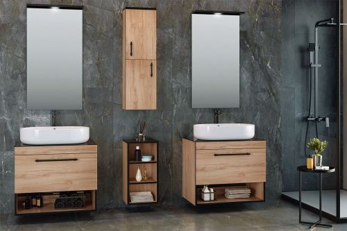 Полка Orka Knidos 3000991 30х30х60 подвесная цвет коричневый/черный - фото 2