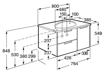 Тумба под раковину Roca Etna 7857301445 80х40 подвесная цвет коричневый