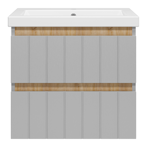 Тумба под раковину Misty Грэй Э-Грэ-09060-011По 60х50 подвесная цвет коричневый/серый - фото 2