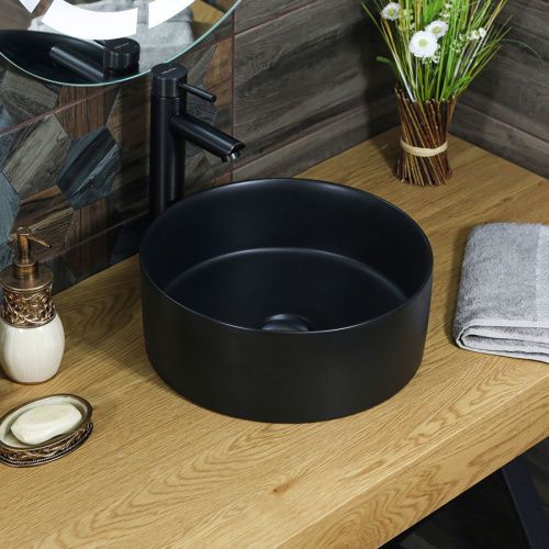 Раковина мебельная из сантехнического фаянса Melana 320357MB-805 40х40 накладная цвет черный - фото 2