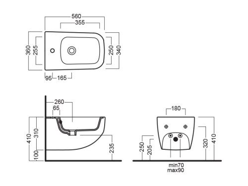 Биде подвесное Hatria NEXT A0Y1F202 цвет черный - фото 3