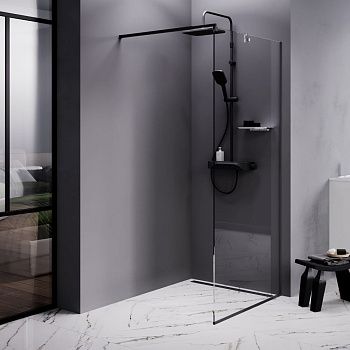 Душевая перегородка Am.Pm Func W84WI-90-F1-BTE 90х200 стекло прозрачное профиль черный