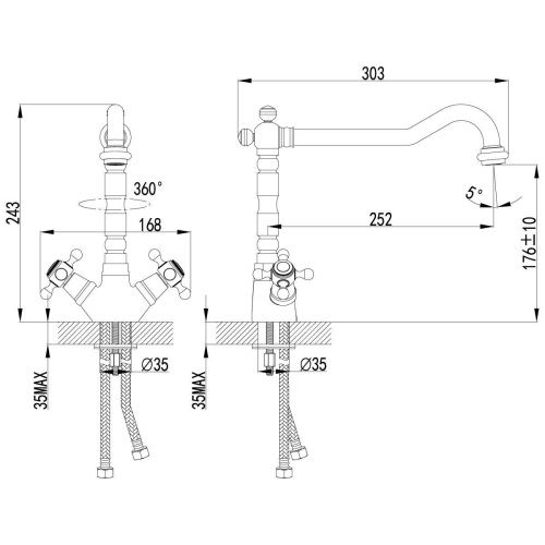 Смеситель для кухни LeMark Vintage LM2805B на мойку бронза - фото 3
