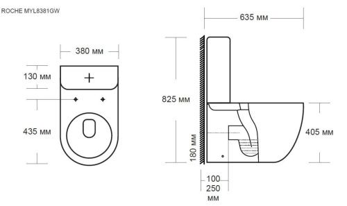 Унитаз напольный с бачком MILLEAU 8381 ROCHE 8381 белый с сиденьем микролифт безободковый смыв воронка-водоворот - фото 2
