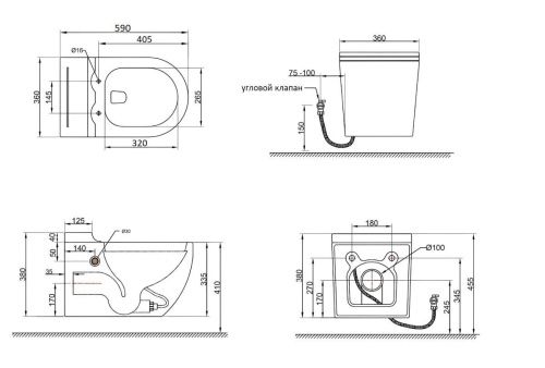 Унитаз подвесной Cerutti SPA CT10194 черный с сиденьем микролифт безободковый импульсный смыв - фото 5